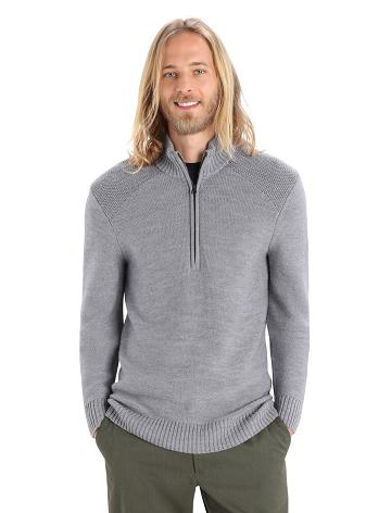 Gritstone Heather Icebreaker Merino Waypoint Long Sleeve Half Zip Top Men's Hoodie | AU 1252SGLO